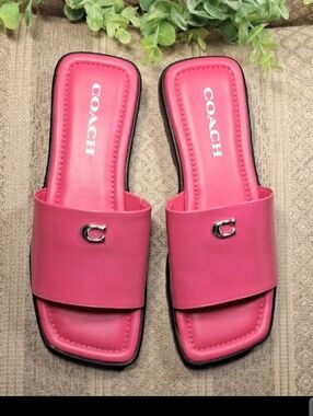 Coach Florence Dragon Fruit Pink Slide Sandals